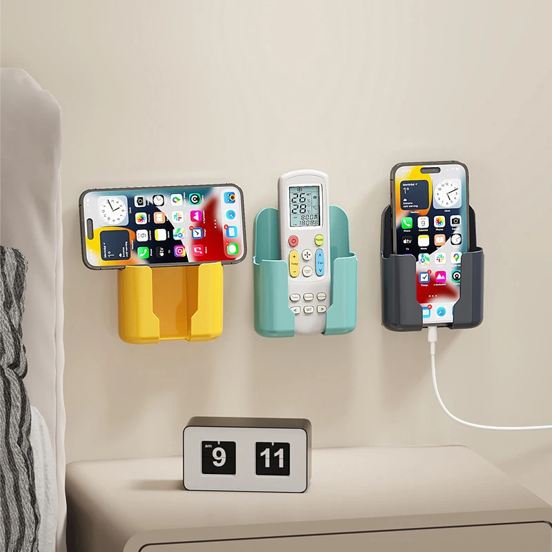 

Mobile Phone Wall Holder Universal Cellphone Charge Storage Box Organizer TV Remote Control Hanging Stand Bracket Charging Dock