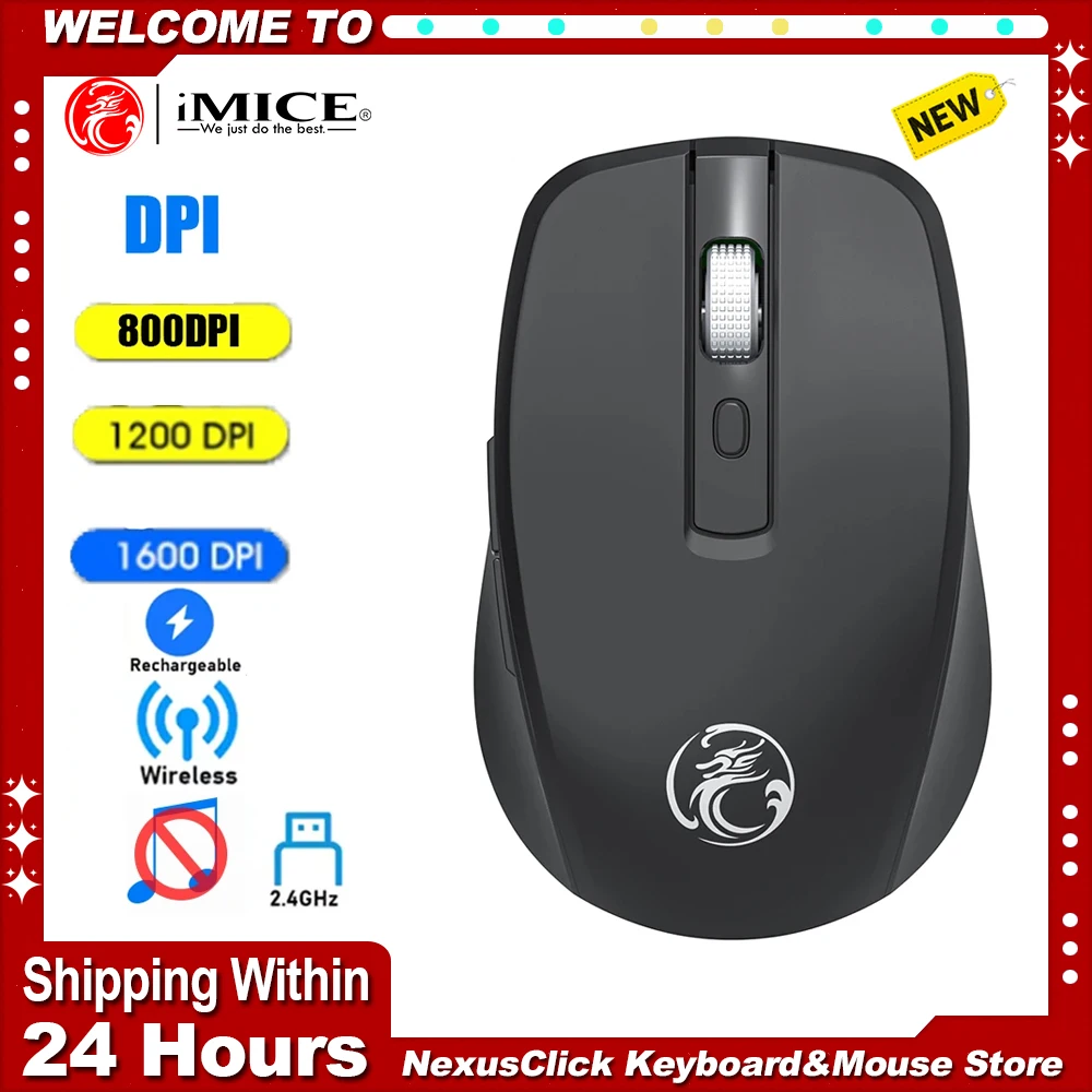 

Wireless 2.4G Gaming Silent Mouse 6Keys 1600DPI High-precision Fire Button design Ergonomic Game Battery Mice Non-slip Roller