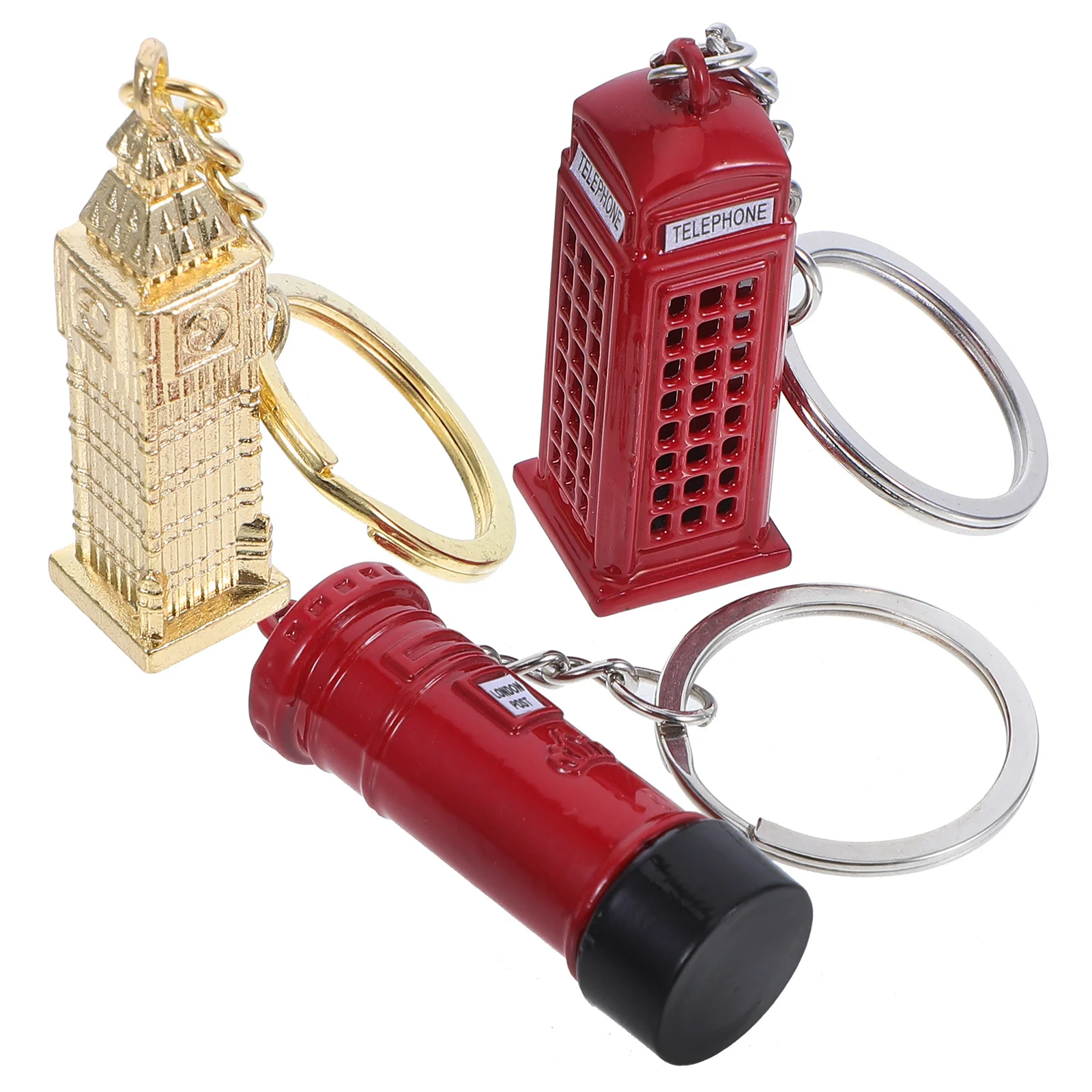 

3Pcs British London Souvenir Keychains Vintage Style Backpack Bag Purse Hanging Keyring Decor Big Telephone Booth