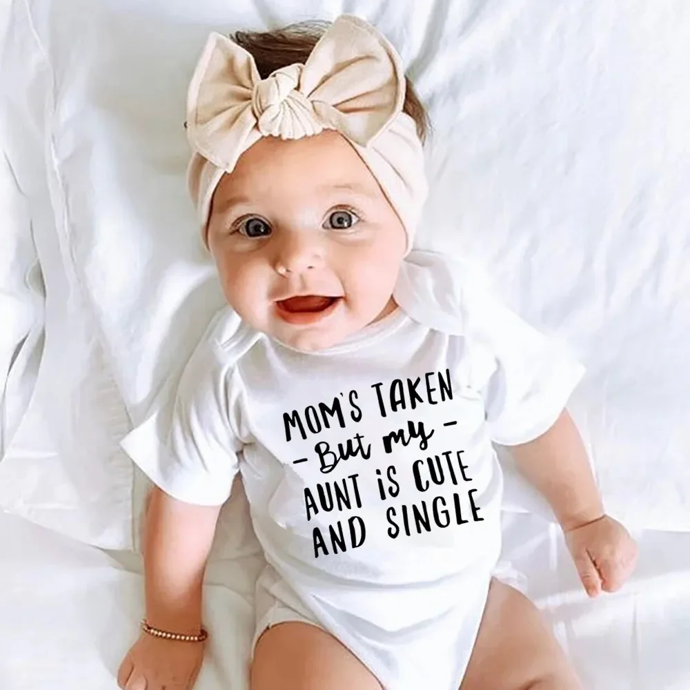 My Aunt Is Cute and Single Boys Girls Bodysuits Short Sleeve 100% Cotton Baby Clothes 0-24 Month Newborn Body Bebe Jumpsuit