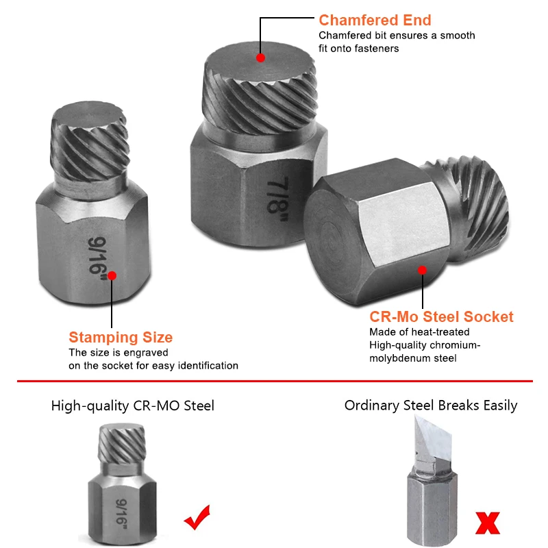 25-Piece Screw Extractor Set,Extractor Set Easy Out Bolt Extractors Bolt Remover for Removing Broken Studs Bolts Socket Screws