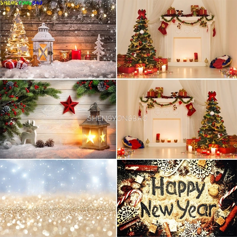 

Christmas Day Pine Tree Gift Photography Backdrop Props Xmas Eve Party Decor Living Room Window Family New Year Background VC-11