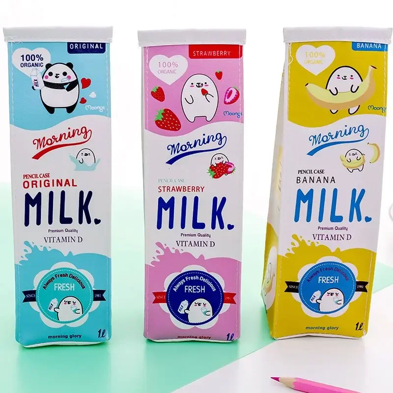 لطيف Kawaii مستحضرات التجميل زجاجة حليب الصباح بولي Leather مقلمة جلدية حقيبة صندوق مدرسة مكتب التموين القرطاسية هدية جائزة الباندا #4