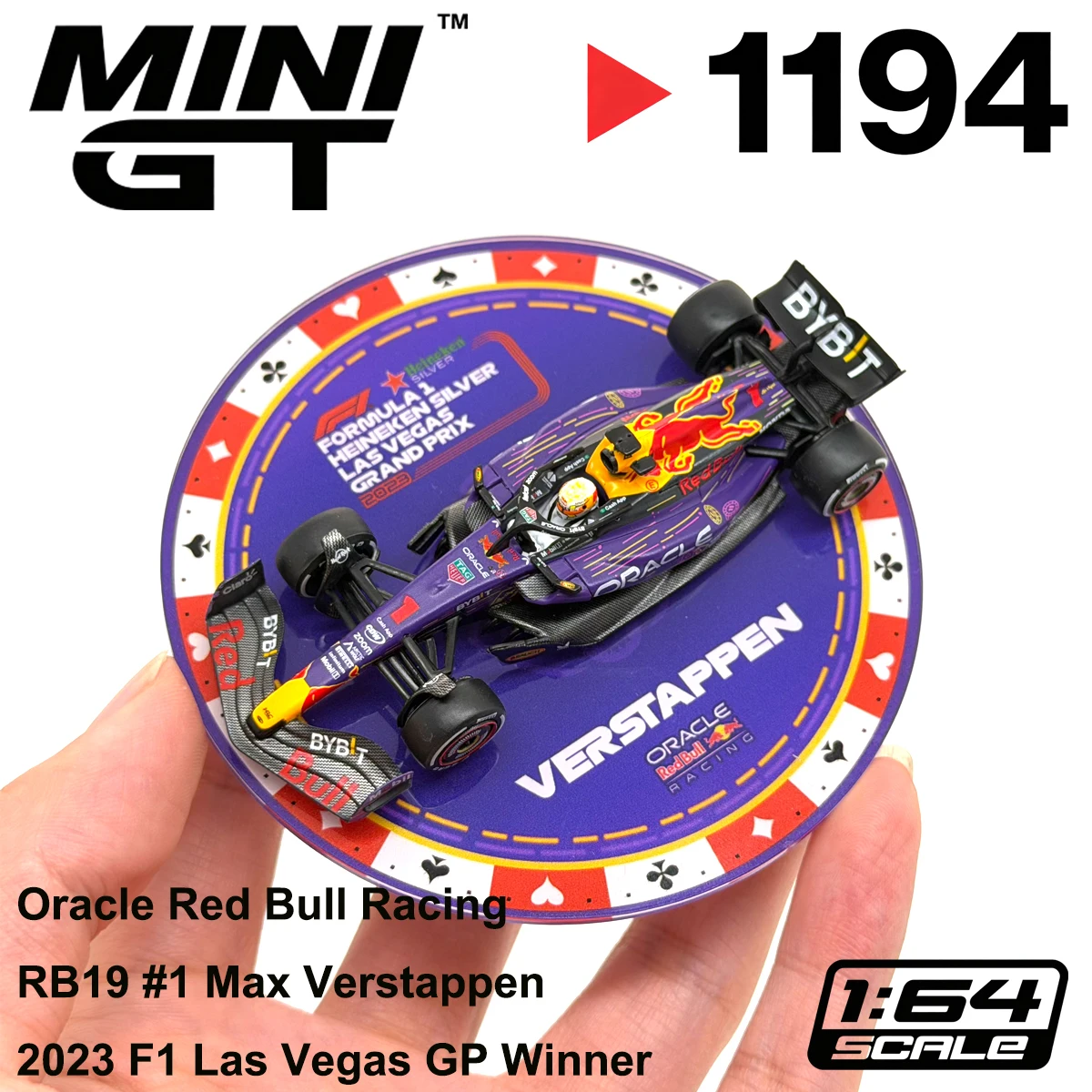 MINIGT 1194 Max Verstappen 1:64 Oracle Red Bull Racing RB19 #1 2023 F1 Las Vegas GP Winner Collectible Model Vehicles Alloy