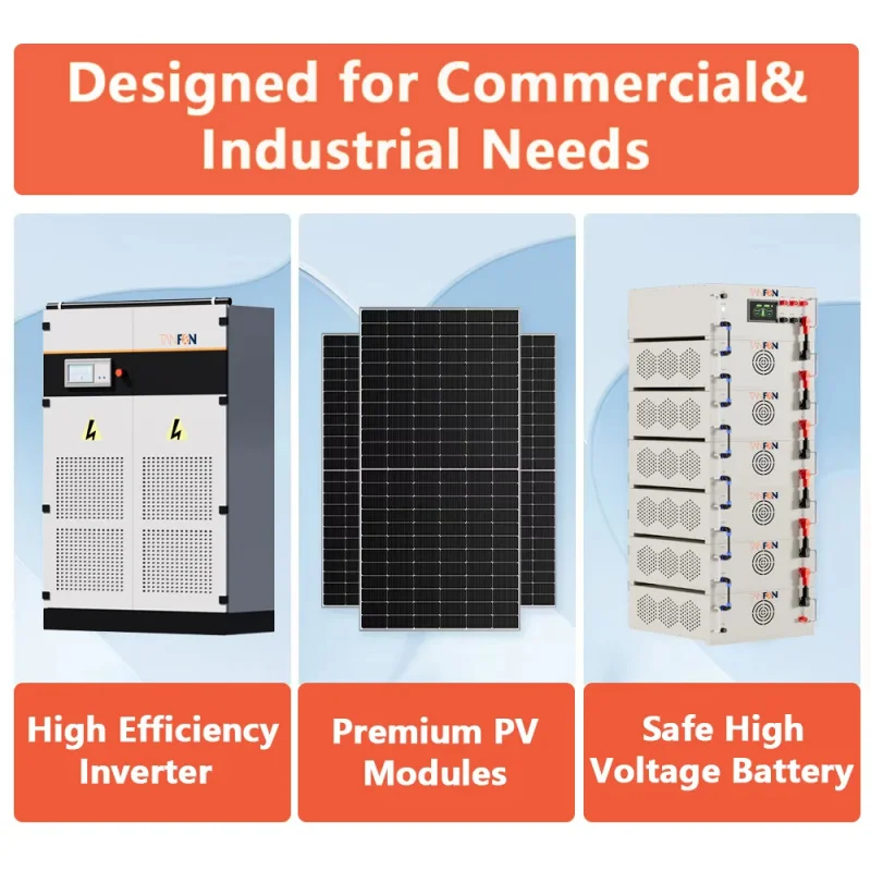 School 100KW 300KW 500KW 1MW Commercial Solar Panel Battery High Efficiency with Battery and Inverter