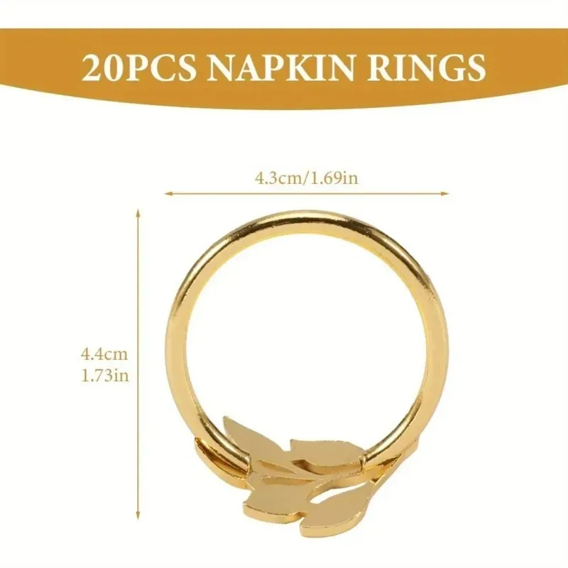 1-12PCS Gold Alloy Napkin Rings Reusable Smooth Edge Easy Clean Table Decoration for Wedding Party Holiday Dinner Banquet - view 5