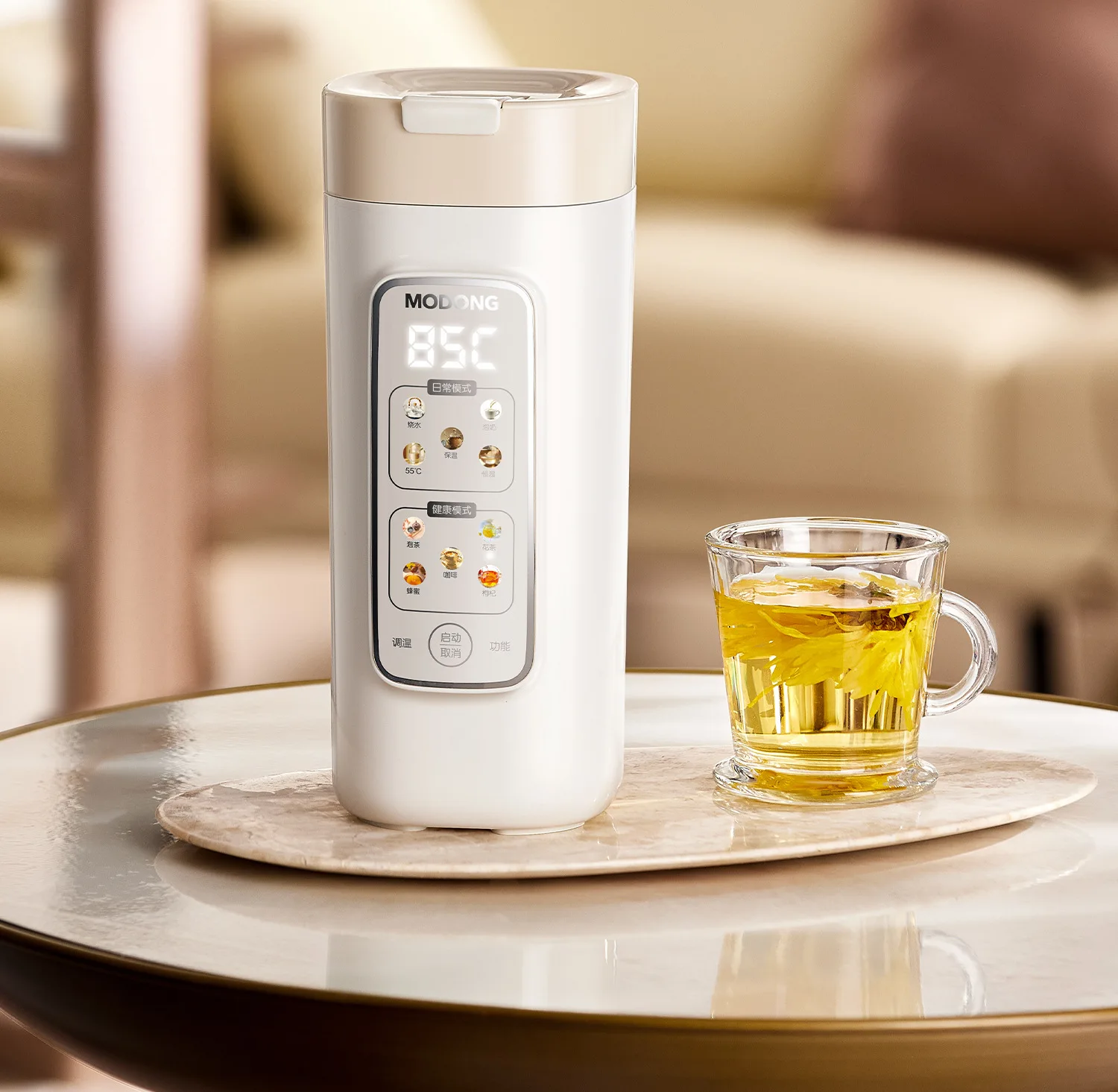 

Stainless Steel Travel Kettle, Scratch-Proof Constant Temperature, Portable Heating Cup, Tea Water Boiler for Home Office