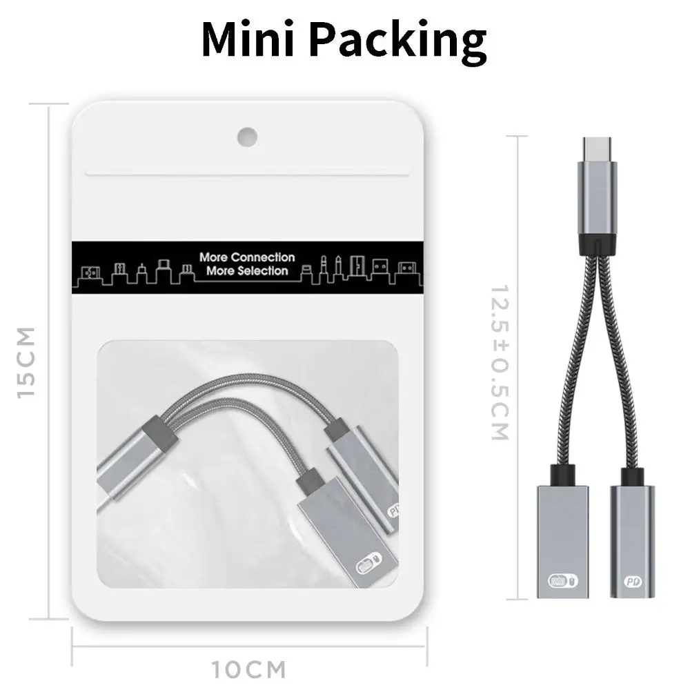 OD 3.2mm rodzaj USB C kabel 2 in1 60W PD szybkie ładowanie synchronizacja danych Adapter przejściówka OTG do laptopa Tablet z funkcją telefonu komórkowego 125mm długość — zdjęcie produktu 3