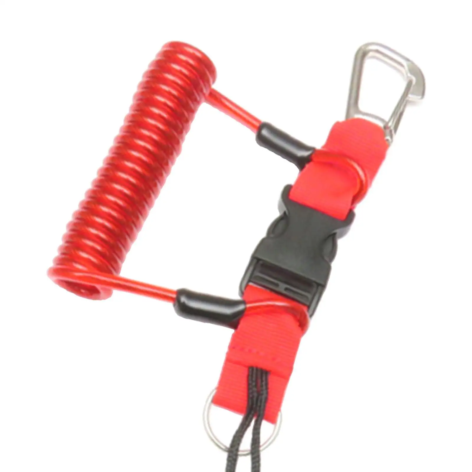 Scuba Safety Diving Lanyard Coil Rope with Quick Release Buckle Red