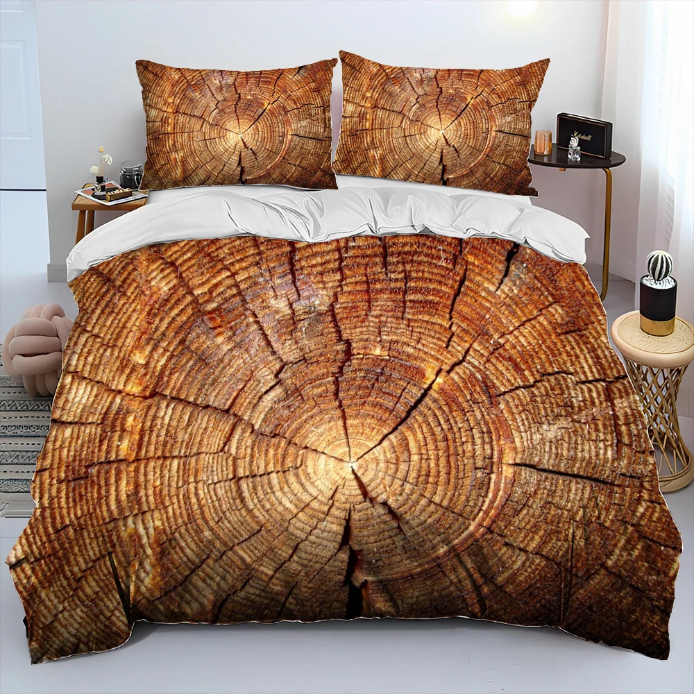 

3D Wood Grain Comforter Bedding Set,Duvet Cover Bed Set Quilt Cover Pillowcase,King Queen Size Bedding Set for Adult Child Gift