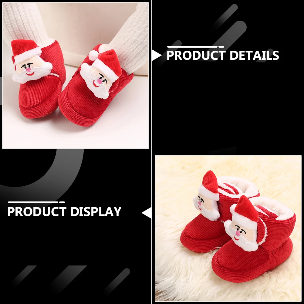 

Baby Cotton Footwear Red Warm Boots Pre Walker Toddler Barefoot Newborn Girl First Walking Anti Slip Lightweight Santa Claus