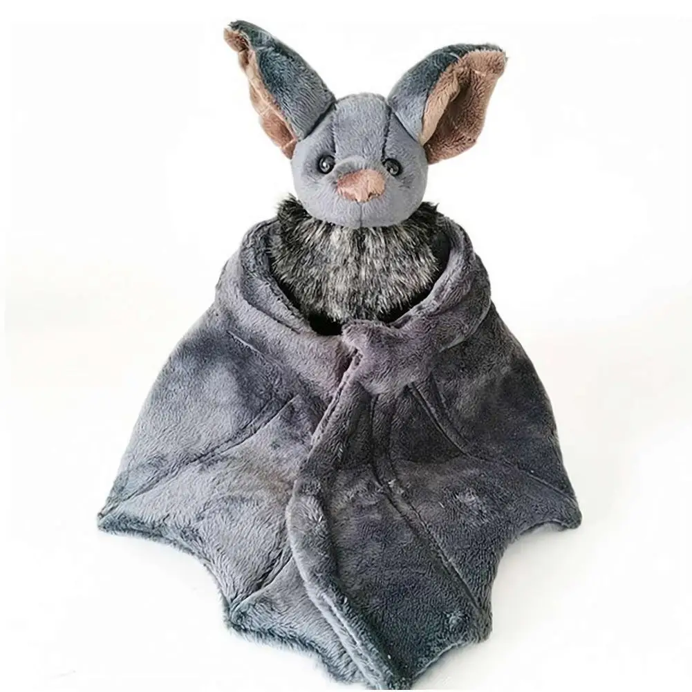 24cm Cute Bat Plush Toy Soft Stuffed Cartoon Bat Plush Grey Funny Design Bat Stuffed Animal Halloween Decoration