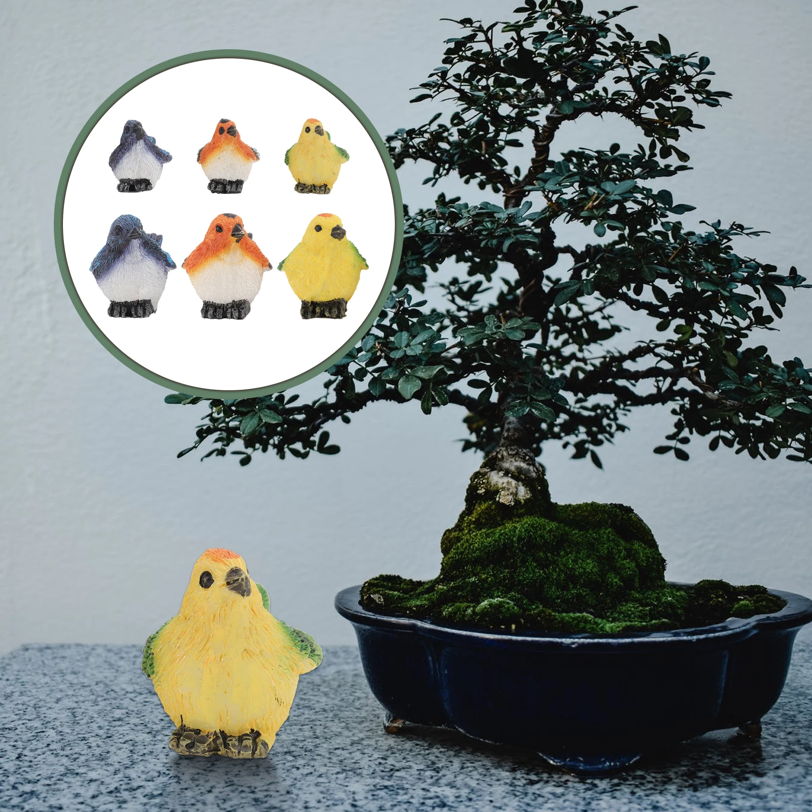 

6pcs Realistic Birds Adornment Diy Mini Landscape Desktop Decor Bonsai Flowerpot Ornament Micro Garden Artware