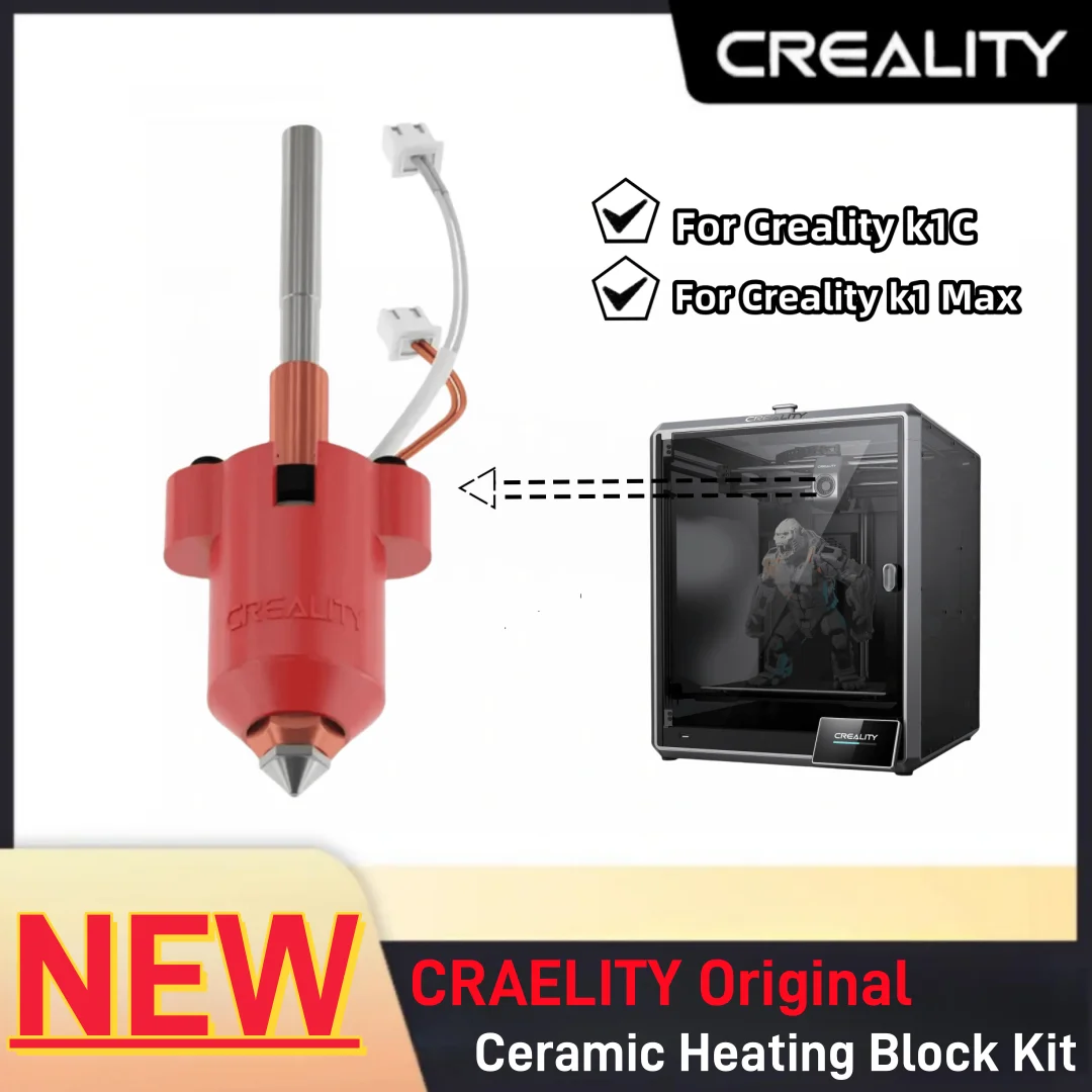 

Creality Original Ceramic Heating Head Kits Red Integrated Nozzle Ceramic Heating Head Kit for K1 Max / K1C 3D Printer Parts