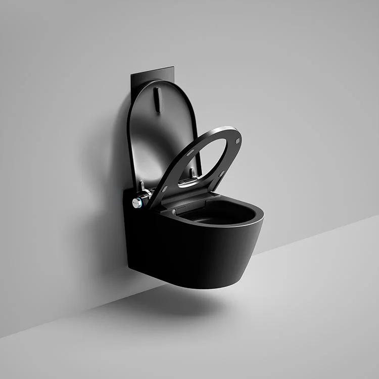 Wall Hung One Piece Smart Toilet AI Voice Control Remote Ceramic Rimless Bowl Automatic Deodorization P-trap Flushing System