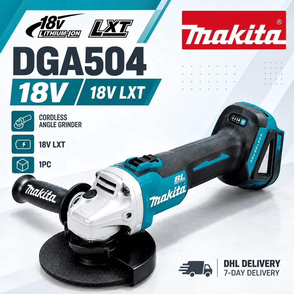 Makita Akku-Winkelschleifer DGA504 18V Bürstenloser Schneid-, Schleif- und Polierer für Metall und Holzbearbeitung, LXT-Akkuplatz, Werkzeugsets, 18V LXT