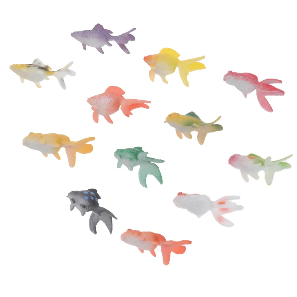 

12Pcs Goldfish Simulation Realistic Imitation Animal Figures Compact Size for Kids Educational Playthings Fish Tank Decoration
