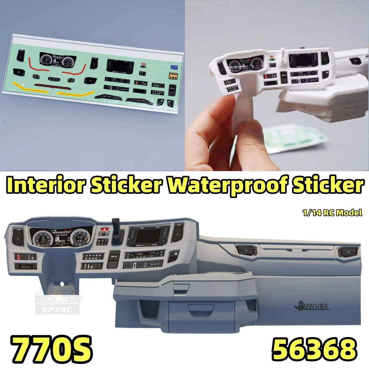 Pegatina Interior 770S, pegatina impermeable de PVC para 1/14 Tamiya RC Scania 770S 6X4 56368 8X4 56371, piezas de juguetes para camiones y remolque