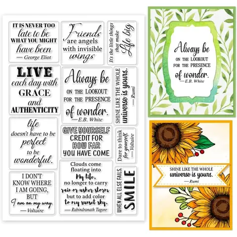 1pc 영감 따옴표 클리어 우표 축복 단어 실리콘 클리어 스탬프 물개 DIY Scrapbooking을위한 투명 우표
