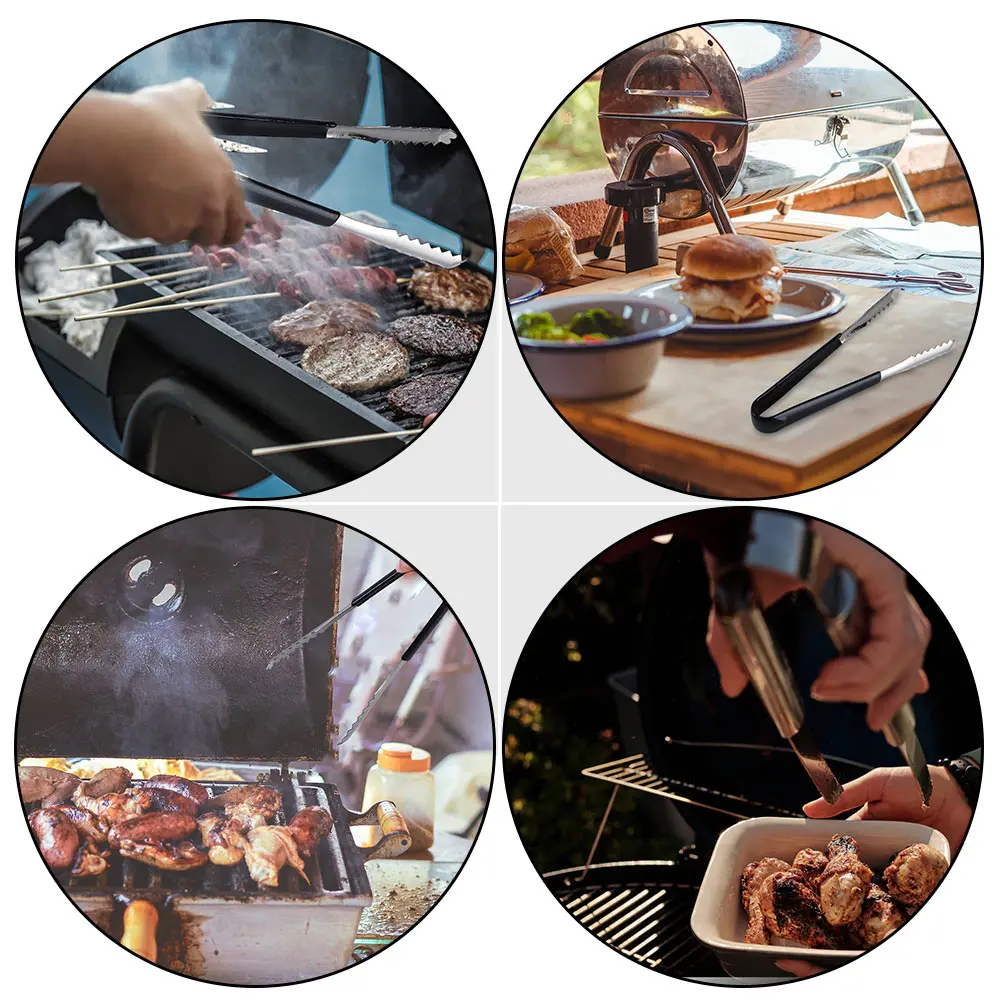 

2 Pcs Buffet Serving Tongs Kitchen Cooking Salad Towel Clip Stainless Steel Ice Cube Clips Black Sugar