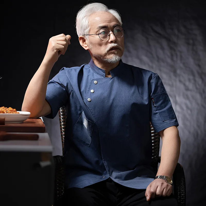 Hotel restaurante cozinha trabalho uniforme manga curta chef jaqueta padaria pastelaria chef verão branco casaco de cozinha