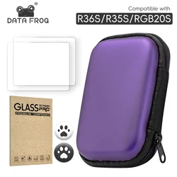 DATA FROG Tempered Glass Protable Bag for R36S 3.5Inch Handheld Game Console for RGB20S R35S Screen Protective organizer bag