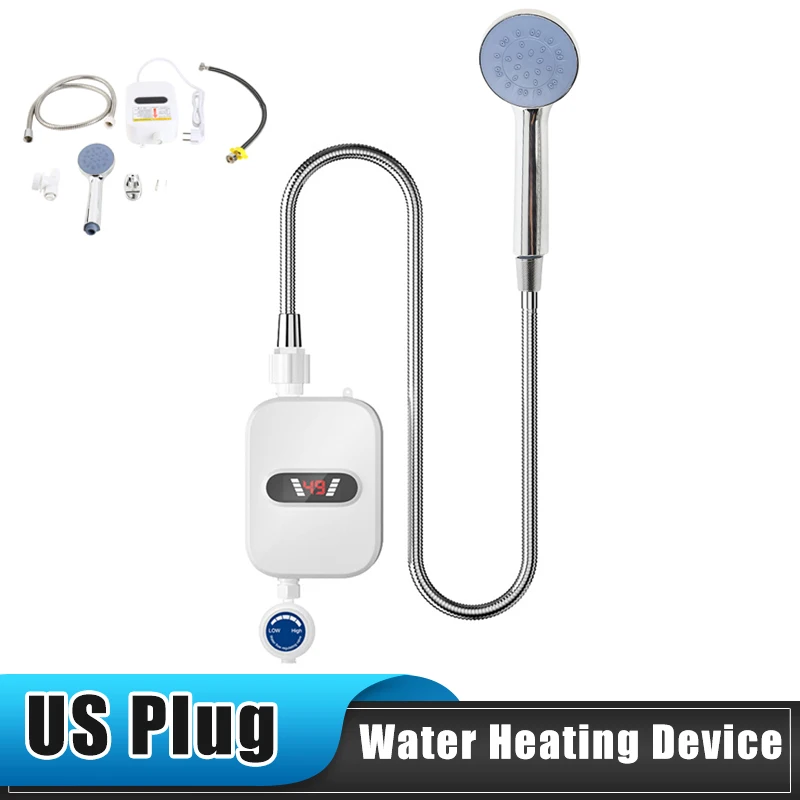

Небольшой мгновенный электрический водонагреватель с ЖК-дисплеем температуры IPX4, набор устройств для быстрой нагрева воды для душа, вилка стандарта США