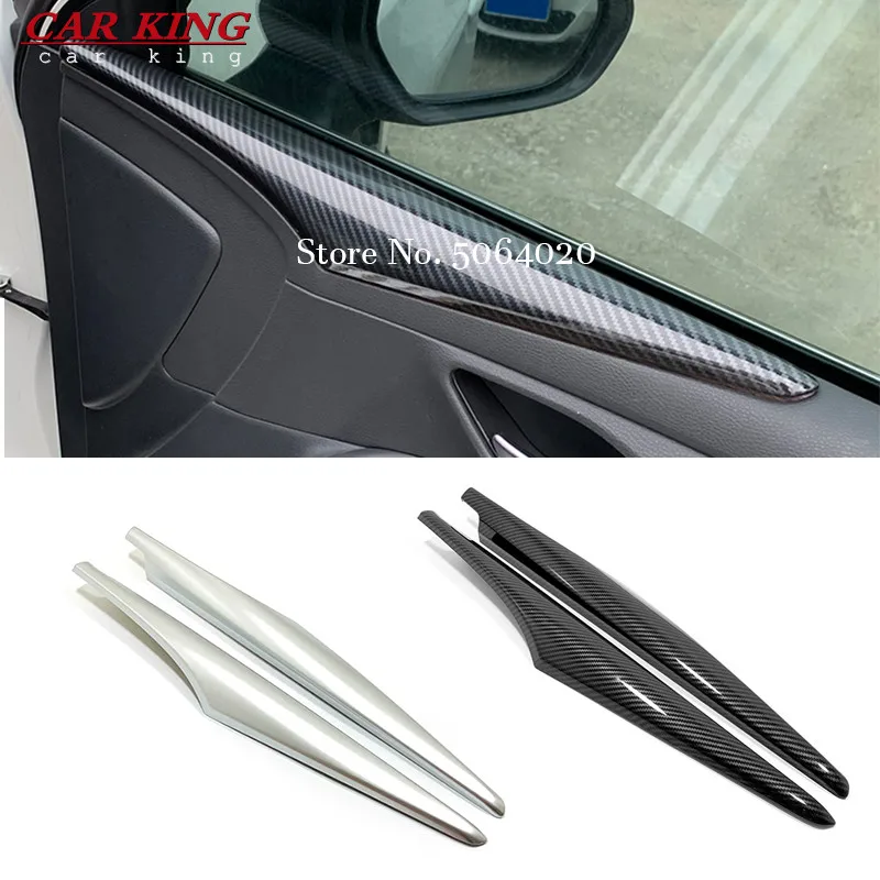 

2PCS ABS Carbon fiber Car Door Inside Panel Cover Scuff Plate Steel Protector Guard Trim For Toyota Avalon 2019 2020 accessories