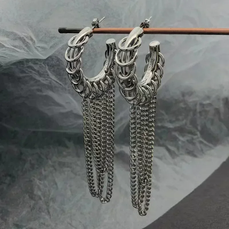 XINYI Exaggerated Long Tassel Earrings For Women European American Personality Punk Jewelry Fashion Accessories