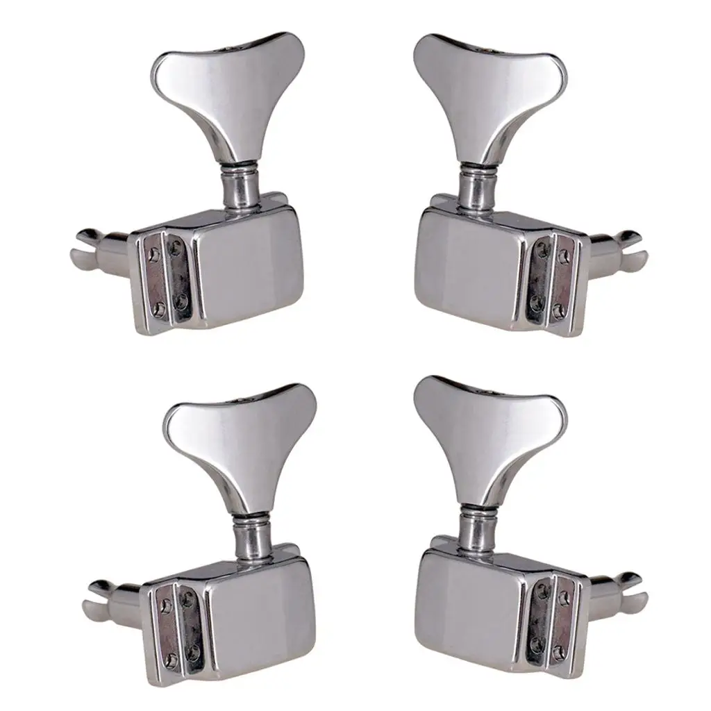 4 Pieces 2R2L Bass Tuning Pegs Machine Head for Electric Bass Accessory, Silver