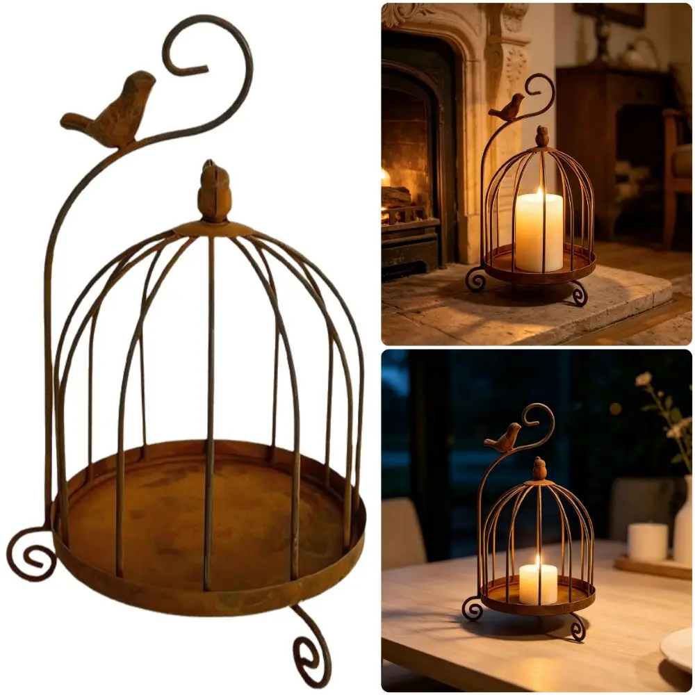 Distressed Iron Birdcage Candle Holder Hanging Design Craft Iron Candleholder Photo Props Decorative Hanging Birdcage