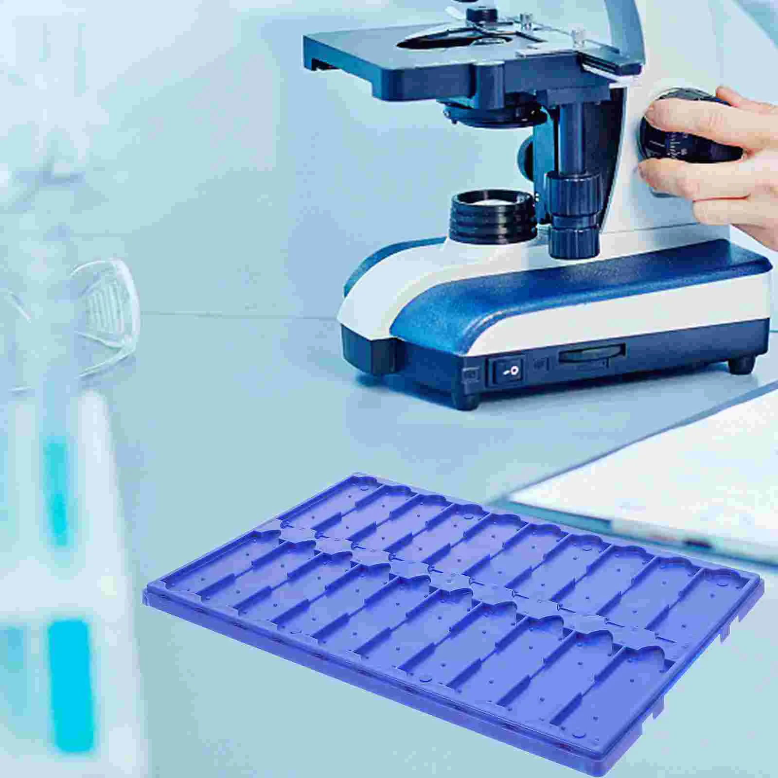 4 Pcs Slides Storage Plate Microscope Holder Plastic Trays 20 Capacity Slideshow