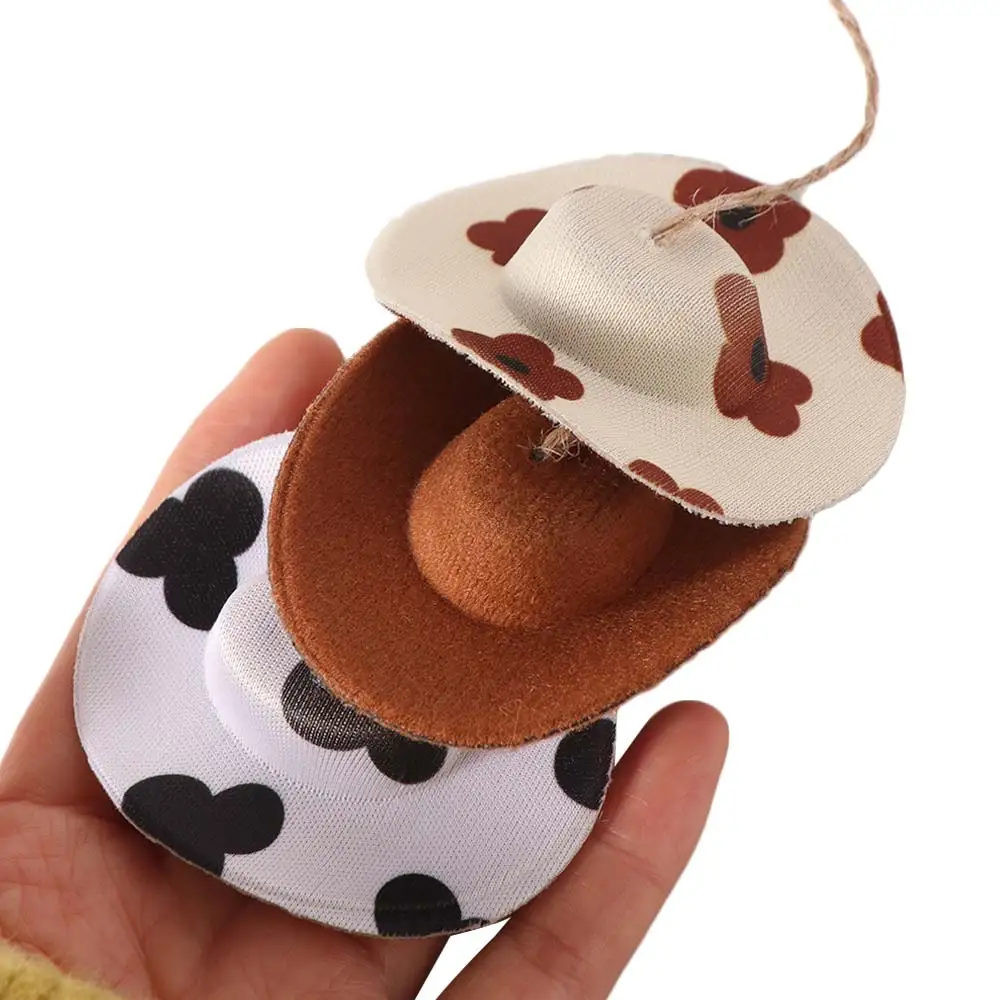 Mini cap Car Pendant Cute Cow pattern Rearview Mirror Pendant Lightweight Hanging Ornament Cowboy Hat Car Decoration