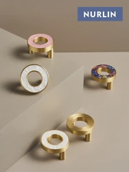Nurlin Brass Ring Circular Cabinet Wardrobe Furniture Handle Double Hole Sturdy Suitable For Women And Children