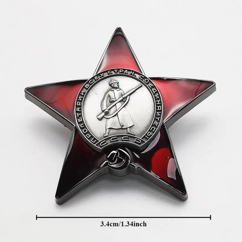 1Pc Red Star Badge Lapel Pins Vintage Antique Classics Retro Metal Brooch Souvenir Collection