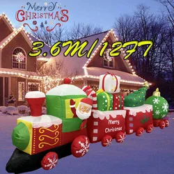 3.6M/12FT Inflatable Toy Train Christmas Decorations New Year Santa Claus Ornament Xmas Inflatable Party Outdoor Decor