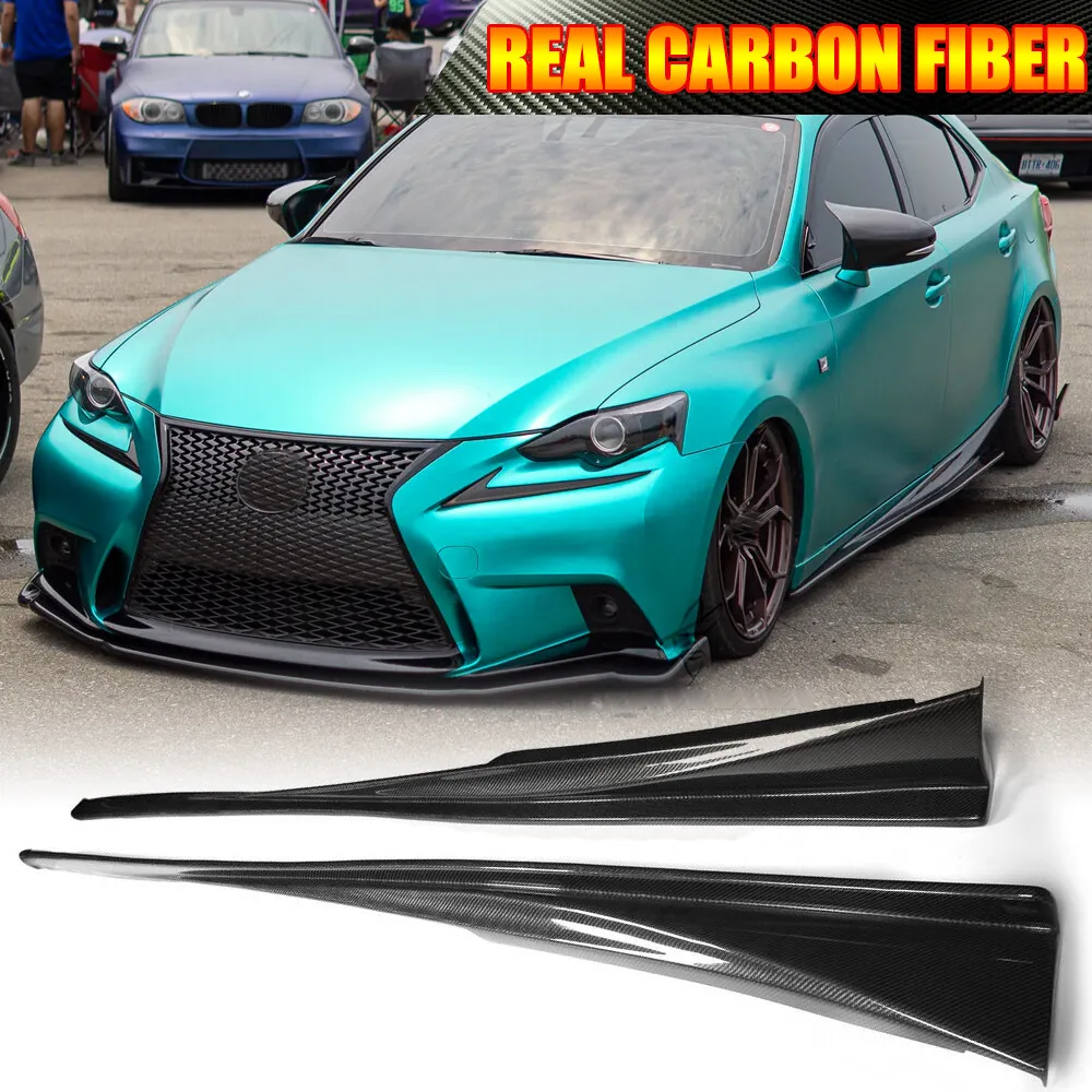For Lexus IS250 IS350 F Sport 2013 2014 2015 2016 2017 2018 2019 2020 Real Carbon Fiber FIBER Side Skirts Spoiler Lip