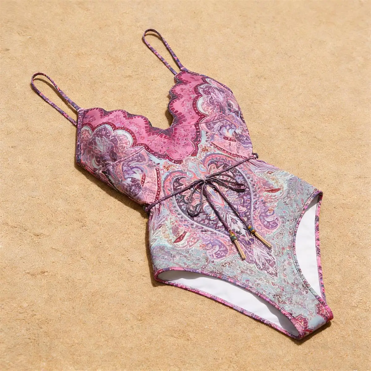 Nuevo Traje de Baño Entero Estampado 2026, Bikini Sexy, Biquini Bandeau, Traje de Baño para Mujer con Escote en V Profundo, Ropa de Playa