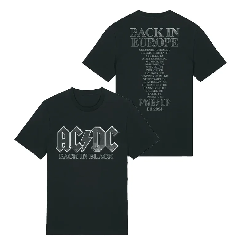 2025 Summer ACDC Band Series Printed T-shirt Metal Rock Fashion Trend Loose casual 100% cotton round neck short sleeve T-shirt