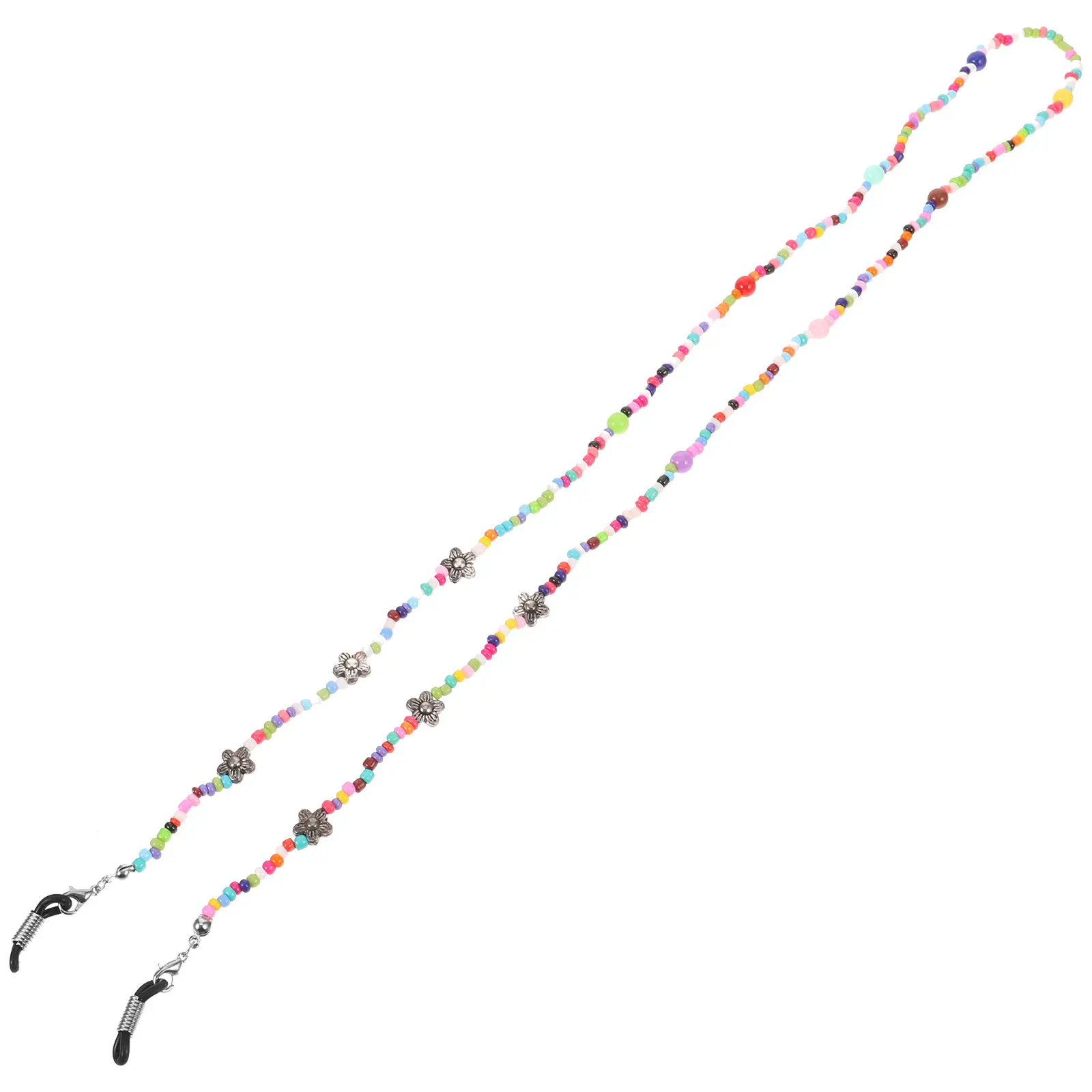 Colorful Beaded Eyeglass Chain Adjustable Rubber Ends Prevent Glasses Falling Stylish Glasses Strap for Women Sunglasses