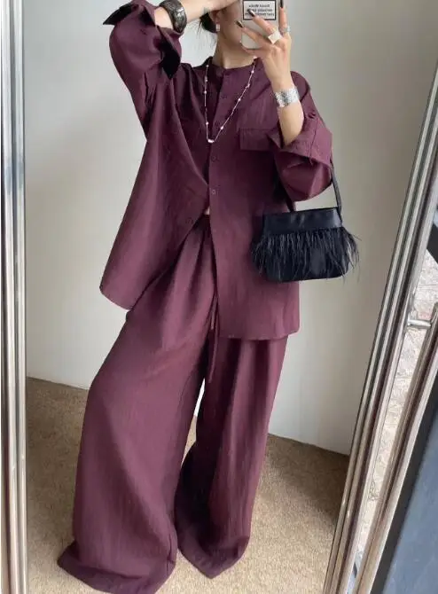 

SuperAen 2025 Spring Women's Clothing Shirt Long-sleeved Long Skirt Two-piece Set Loose Niche Design Sets