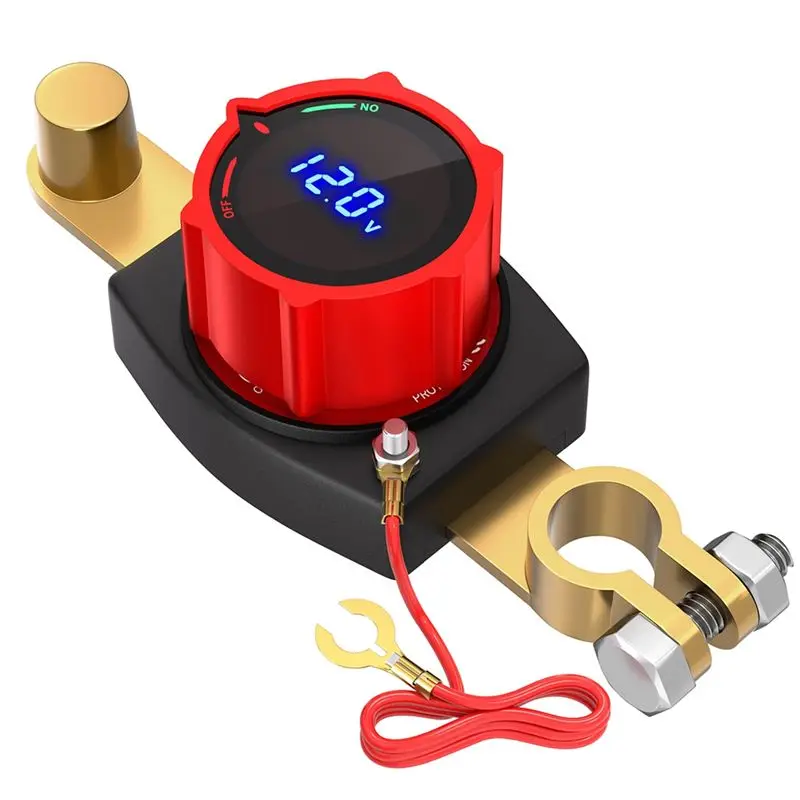 

Car Battery Terminal Kit 12V-48V Top Post On Off Switch W/Voltmeter Brass Positive Negative Power Connections
