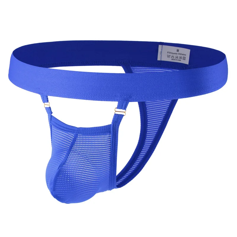 Men's Mesh Jockstrap Breathable Low-Rise U-convex Pouch Underwear Gays Erotic Bulge High Fork T Back Thong Quick Dry G-string