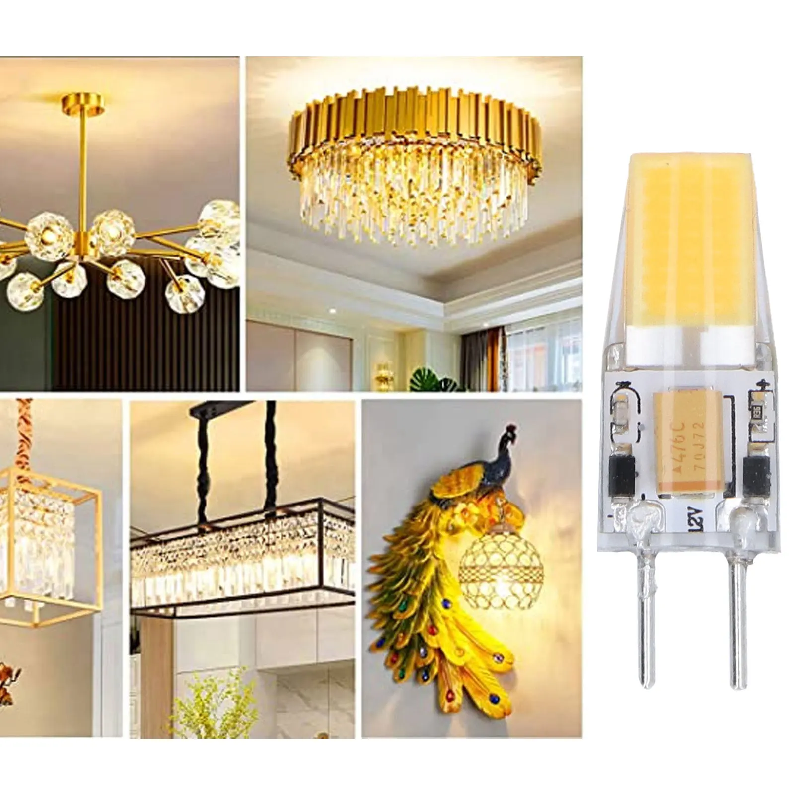 ZK20 6PCS GY6.35 Bulb 5W AC DC12V COB Light Bulb Energy Saving Silicone Ceiling Lamp Bulb for Living Room