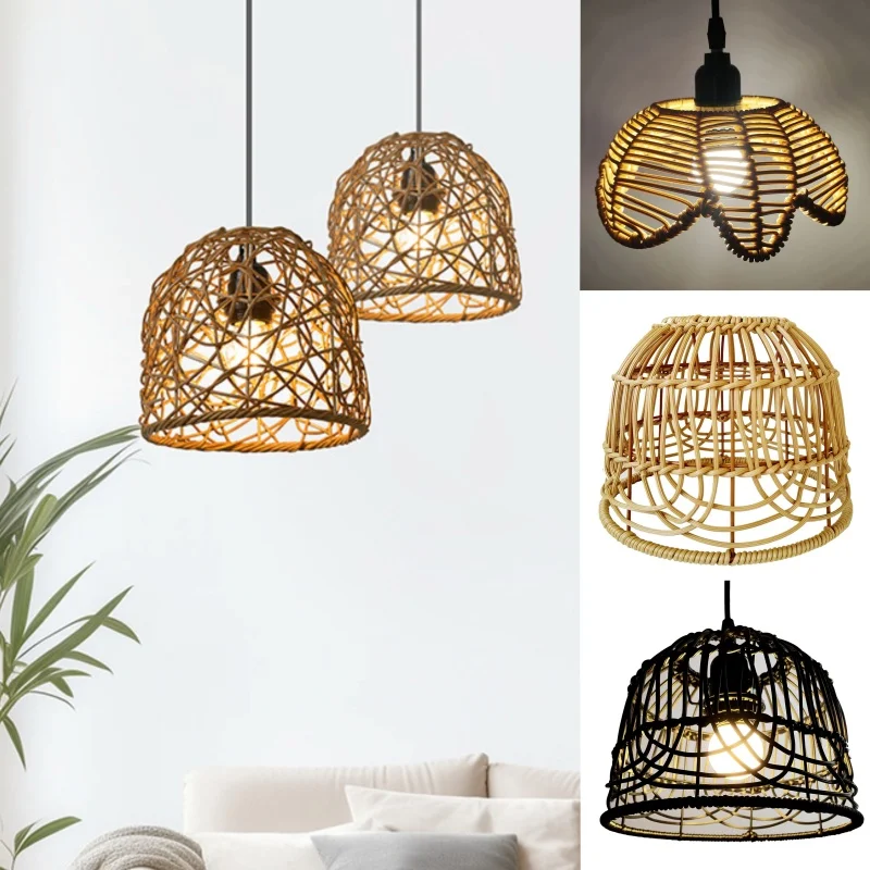 

Rattan Lampshade Rattan Basket Chandelier Lamp Shade Ceiling Pendant Light Shade For Living Room Restaurant Kitchen Home Decor