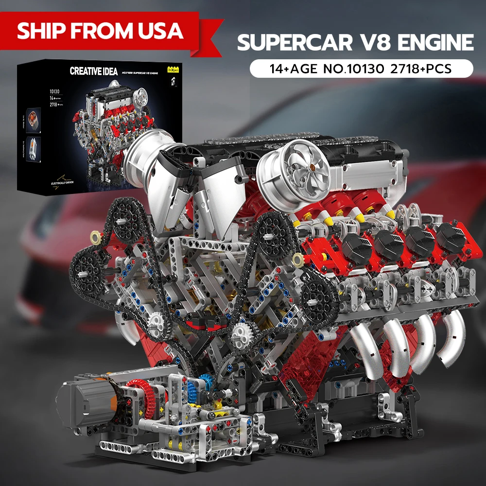 

[LOCAL WAREHOUSE] V8 Engine Building Blocks Model Set, Car Building Blocksl, Run Realistically, 10130, 2718PCS