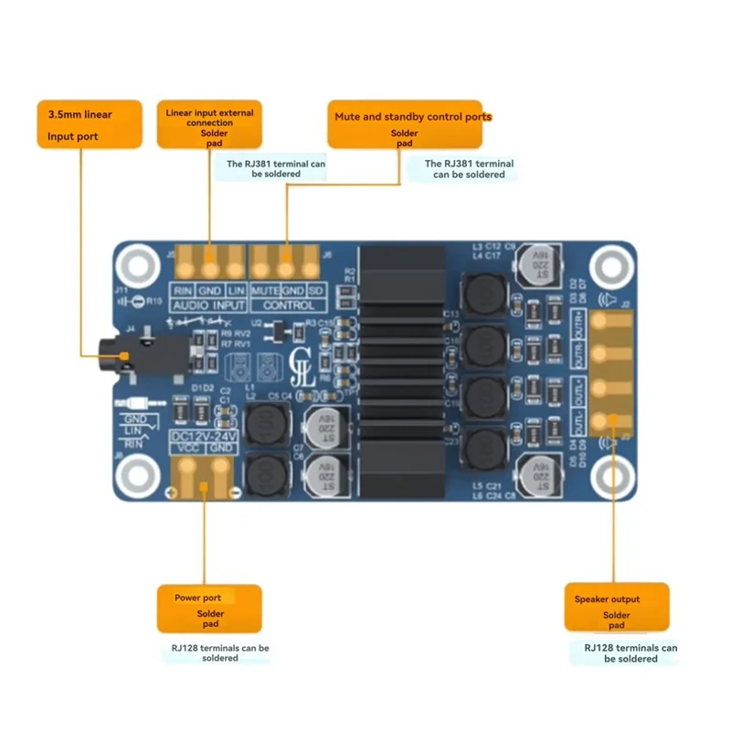 B29C-TPA3116 2x50w placa amplificador de áudio tpa3116 placa amplificador estéreo de áudio modo bypass estéreo sem som e sem fundo