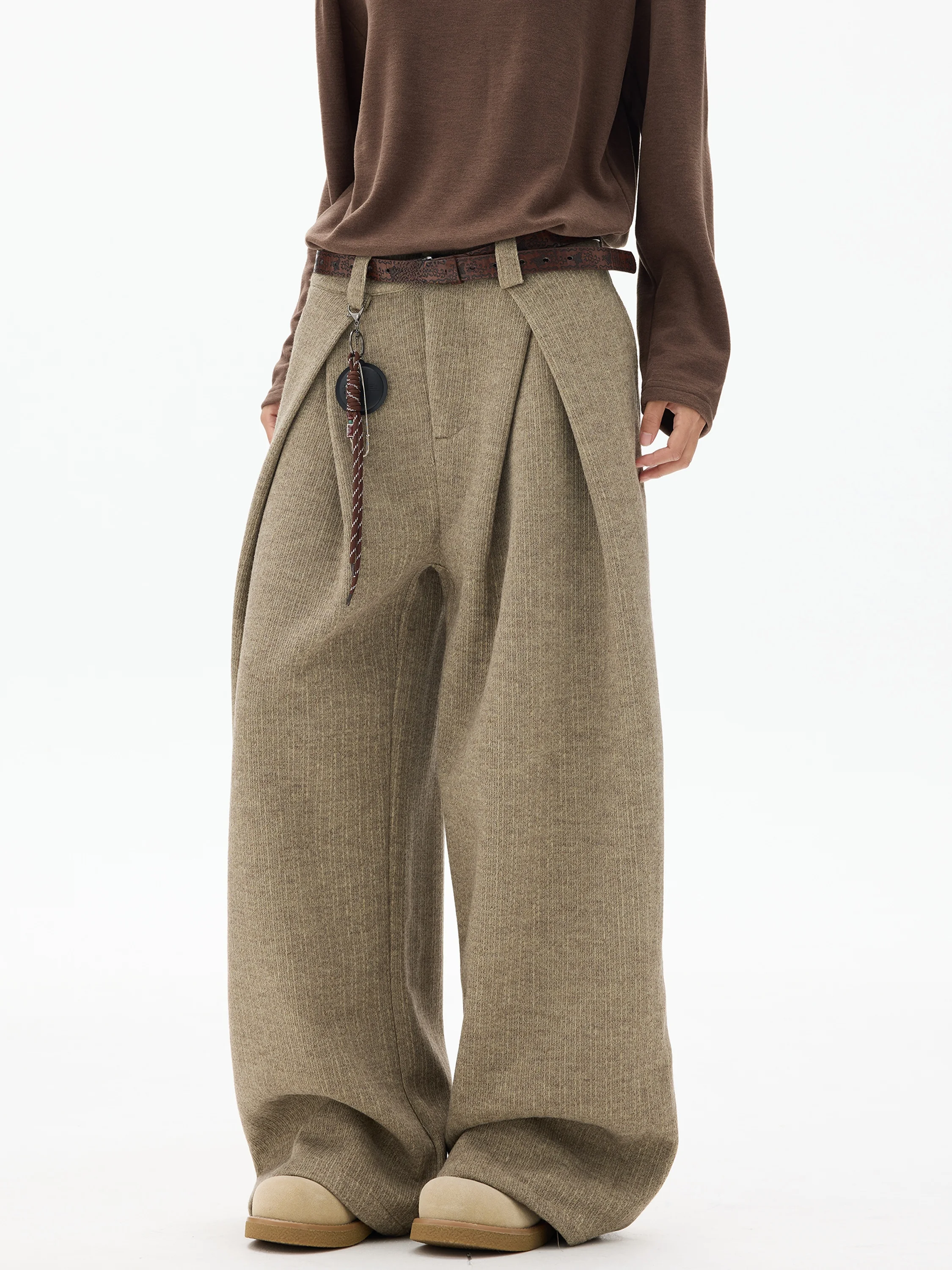 

Широкие брюки FILFR в американском ретро-стиле с плиссировкой, унисекс, повседневные, из шерстяного материала, для города