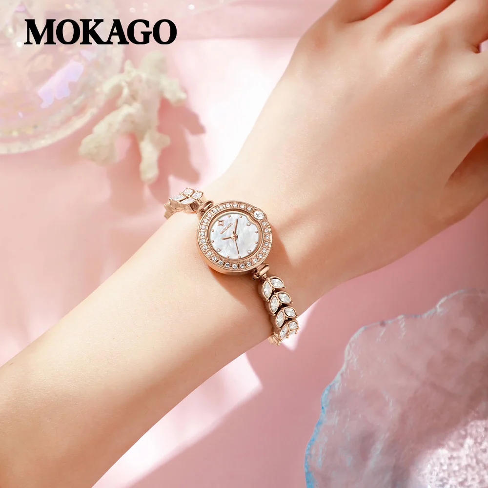 뜨거운 판매 여성 시계 인어 팔찌 전체 다이아몬드 인기 방수 석영 시계 우아한 숙녀 체인 시계 진주 다이얼