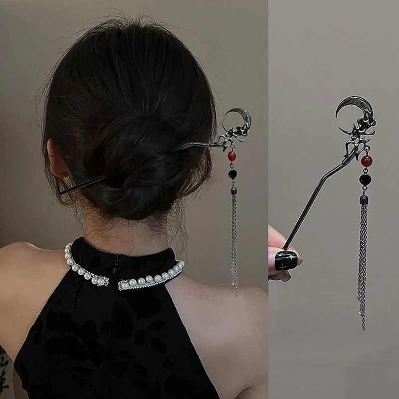 Retro-eleganter Haarstab im antiken Stil mit Schmetterlingsquaste für Frauen und Mädchen, klassische Haarnadel, chinesischer Cheongsam-Haarschmuck – Detail 7